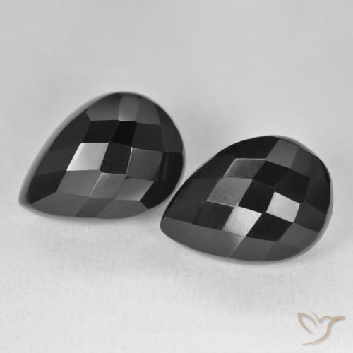 22.32ctw Natürlicher Schwarz Onyx, Birnenform, Lichtundurchlässig