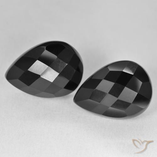 20.57ctw Natürlicher Schwarz Onyx, Birnenform, Lichtundurchlässig