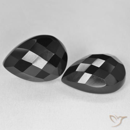 20.57 ct natürliche Schwarz Onyx-Edelsteine, Birnenform, Lichtundurchlässig
