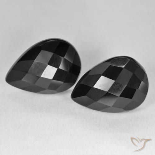 17.54ctw Natürlicher Schwarz Onyx, Birnenform, Lichtundurchlässig