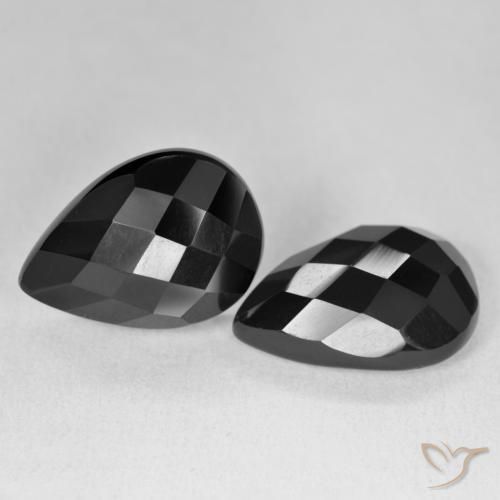 17.54 ct natürliche Schwarz Onyx-Edelsteine, Birnenform, Lichtundurchlässig