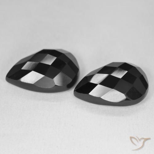 17.54 ct natürliche Schwarz Onyx-Edelsteine, Birnenform, Lichtundurchlässig