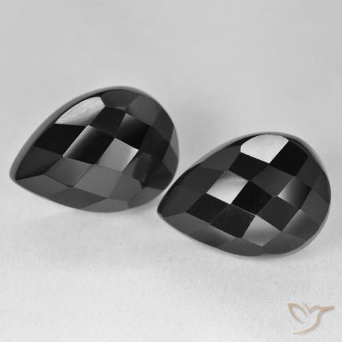 21.71ctw Natürlicher Schwarz Onyx, Birnenform, Lichtundurchlässig