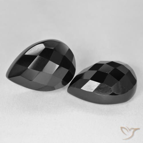 21.71 ct natürliche Schwarz Onyx-Edelsteine, Birnenform, Lichtundurchlässig