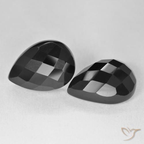 21.82 ct natürliche Schwarz Onyx-Edelsteine, Birnenform, Lichtundurchlässig
