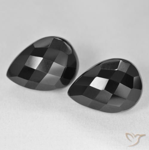 20.42ctw Natürlicher Schwarz Onyx, Birnenform, Lichtundurchlässig