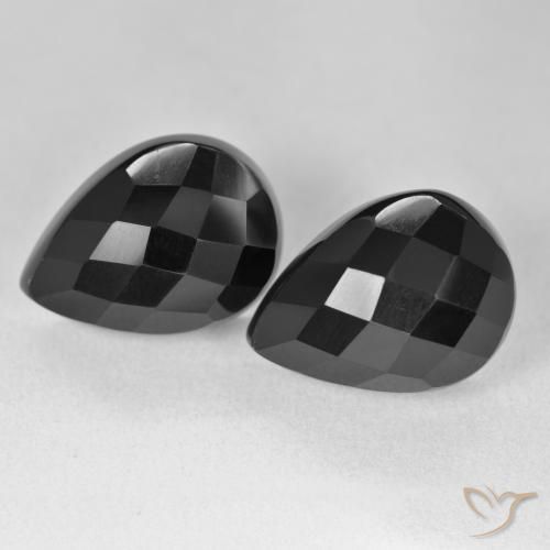 21.54ctw Natürlicher Schwarz Onyx, Birnenform, Lichtundurchlässig