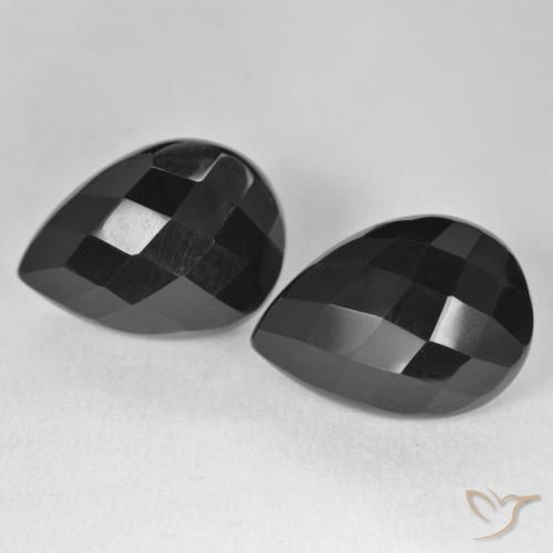 20.03ctw Natürlicher Schwarz Onyx, Birnenform, Lichtundurchlässig