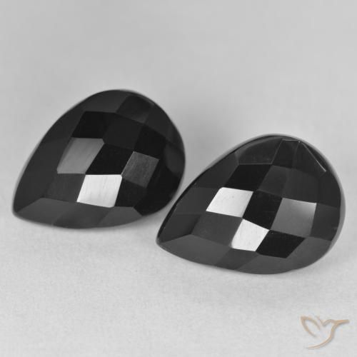 17.51ctw Natürlicher Schwarz Onyx, Birnenform, Lichtundurchlässig