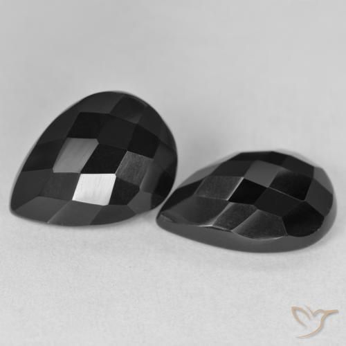 17.51 ct natürliche Schwarz Onyx-Edelsteine, Birnenform, Lichtundurchlässig