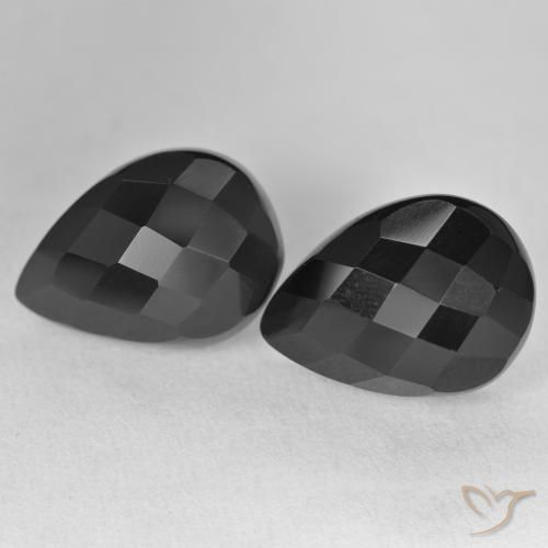 22.03ctw Natürlicher Schwarz Onyx, Birnenform, Lichtundurchlässig