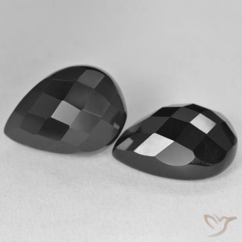 22.03 ct natürliche Schwarz Onyx-Edelsteine, Birnenform, Lichtundurchlässig