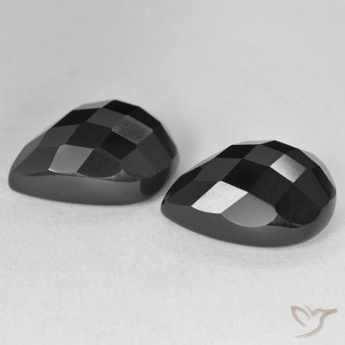 22.03 ct natürliche Schwarz Onyx-Edelsteine, Birnenform, Lichtundurchlässig