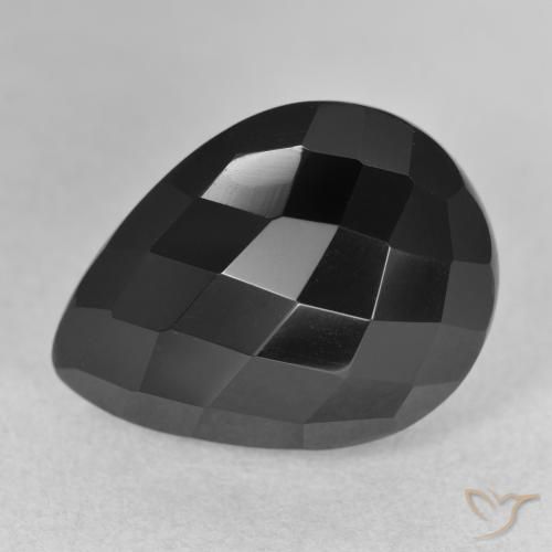 12.67ct Natürlicher Schwarz Onyx, Birnenform, Lichtundurchlässig