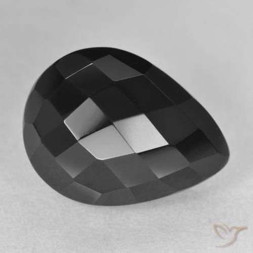 9,17 ctw natürlicher Schwarz Onyx, Birnenform, Lichtundurchlässig