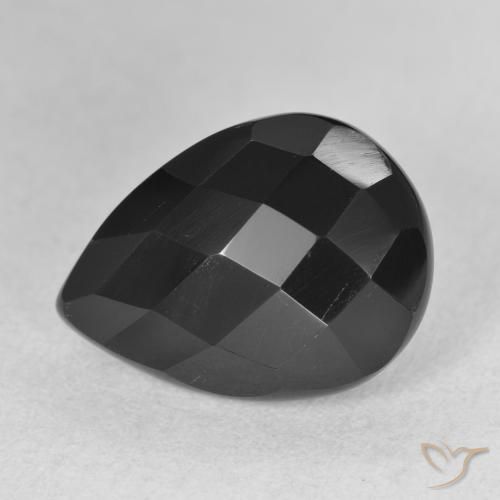 5.80ct Natürlicher Schwarz Onyx, Birnenform, Lichtundurchlässig