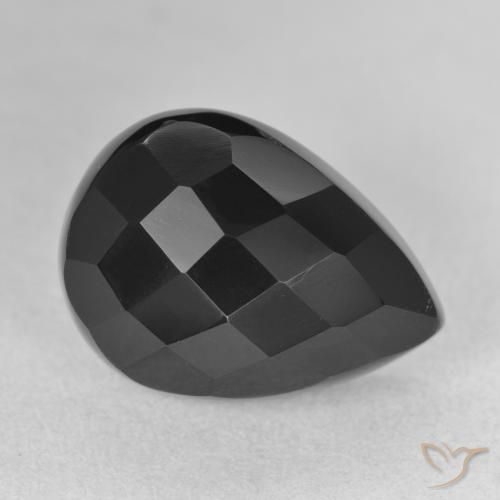 10.59ct Natürlicher Schwarz Onyx, Birnenform, Lichtundurchlässig