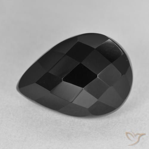 9.50ct Natürlicher Schwarz Onyx, Birnenform, Lichtundurchlässig