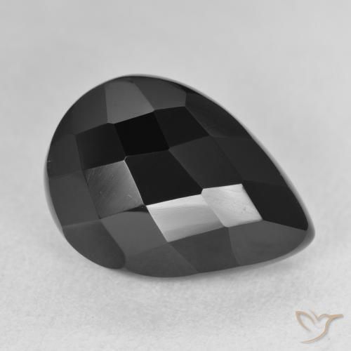 9,17 ctw natürlicher Schwarz Onyx, Birnenform, Lichtundurchlässig