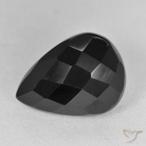 9.35ct Natürlicher Schwarz Onyx, Birnenform, Lichtundurchlässig