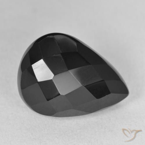 9,17 ctw natürlicher Schwarz Onyx, Birnenform, Lichtundurchlässig
