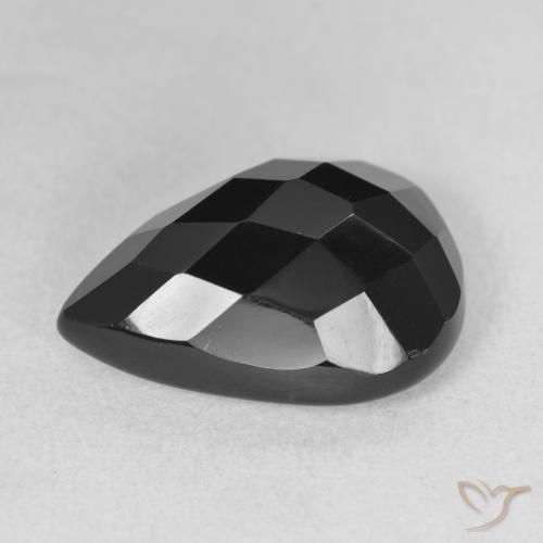 9,17 ctw natürlicher Schwarz Onyx, Birnenform, Lichtundurchlässig