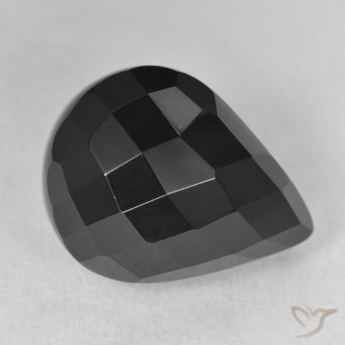 13.39ct Natürlicher Schwarz Onyx, Birnenform, Lichtundurchlässig