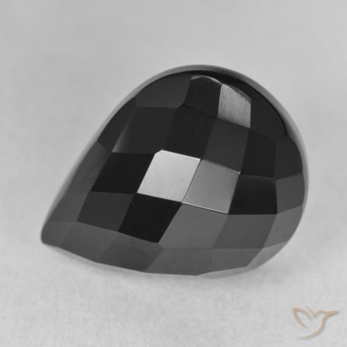 9,17 ctw natürlicher Schwarz Onyx, Birnenform, Lichtundurchlässig