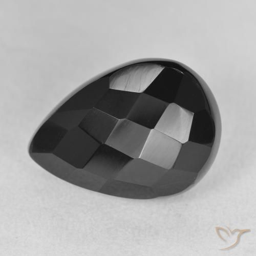 10.00ct Natürlicher Schwarz Onyx, Birnenform, Lichtundurchlässig