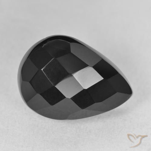 9,17 ctw natürlicher Schwarz Onyx, Birnenform, Lichtundurchlässig