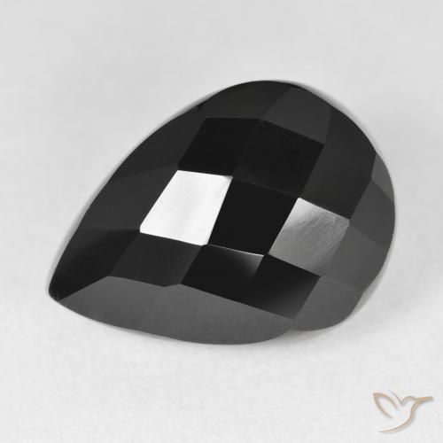 10.51ct Natürlicher Schwarz Onyx, Birnenform, Lichtundurchlässig
