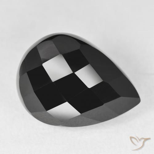 9,17 ctw natürlicher Schwarz Onyx, Birnenform, Lichtundurchlässig