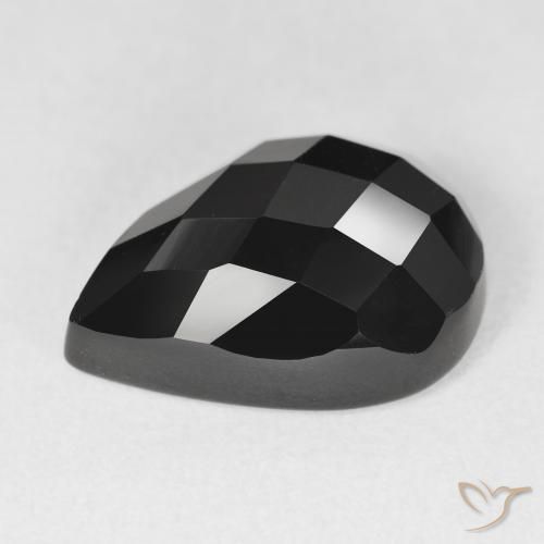 9,17 ctw natürlicher Schwarz Onyx, Birnenform, Lichtundurchlässig