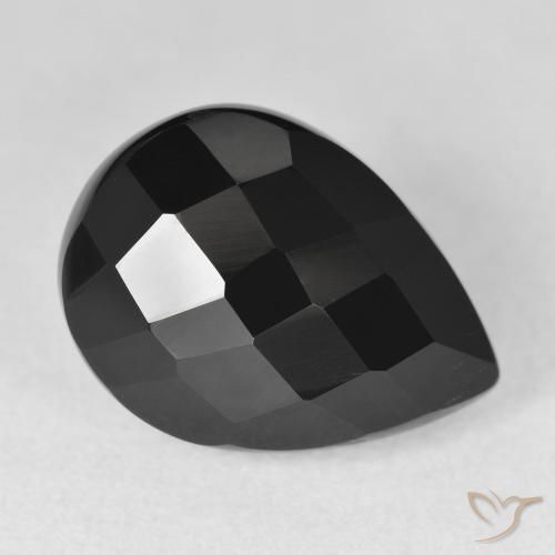 9,17 ctw natürlicher Schwarz Onyx, Birnenform, Lichtundurchlässig