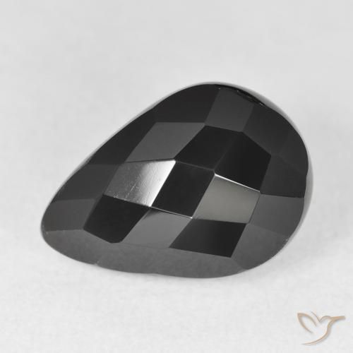 8.51ct Natürlicher Schwarz Onyx, Birnenform, Lichtundurchlässig