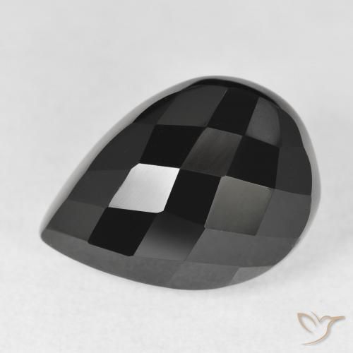 10.14ct Natürlicher Schwarz Onyx, Birnenform, Lichtundurchlässig