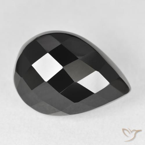 9,17 ctw natürlicher Schwarz Onyx, Birnenform, Lichtundurchlässig