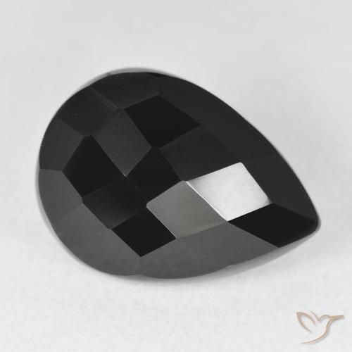 10.04ct Natürlicher Schwarz Onyx, Birnenform, Lichtundurchlässig