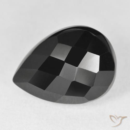 9,17 ctw natürlicher Schwarz Onyx, Birnenform, Lichtundurchlässig