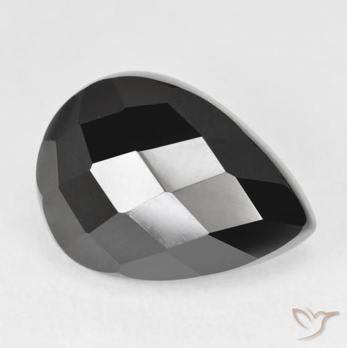 9,17 ctw natürlicher Schwarz Onyx, Birnenform, Lichtundurchlässig