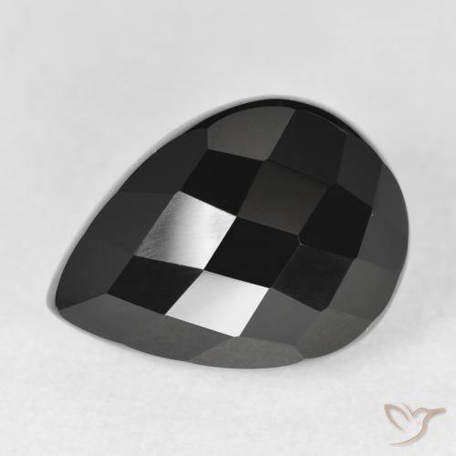 11.28ct Natürlicher Schwarz Onyx, Birnenform, Lichtundurchlässig