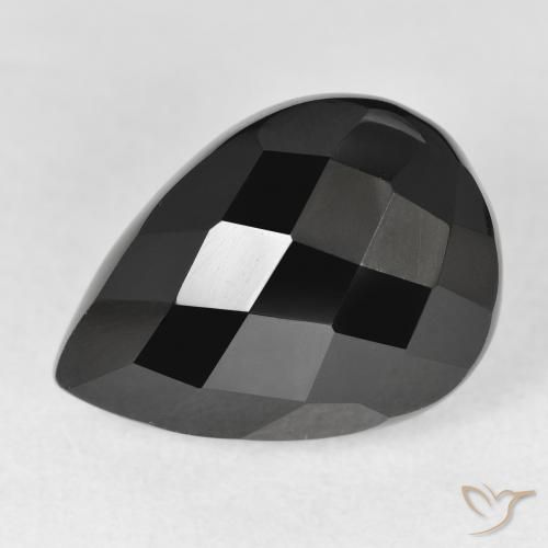 9.38ct Natürlicher Schwarz Onyx, Birnenform, Lichtundurchlässig