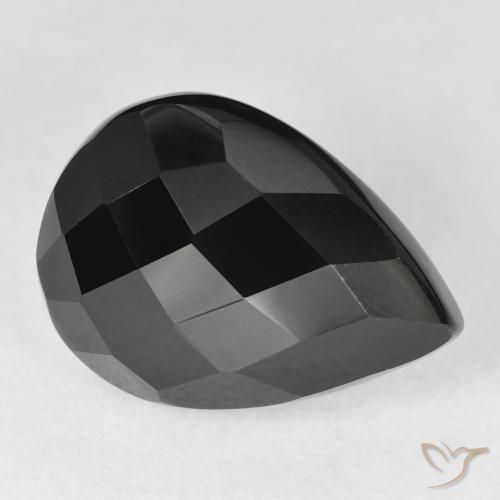 9,17 ctw natürlicher Schwarz Onyx, Birnenform, Lichtundurchlässig