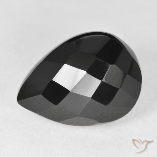 10.50ct Natürlicher Schwarz Onyx, Birnenform, Lichtundurchlässig