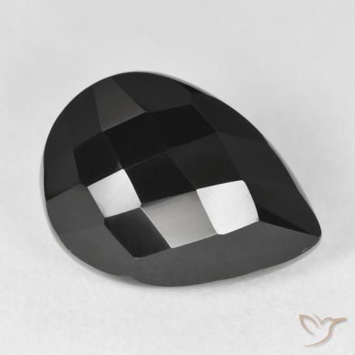9,17 ctw natürlicher Schwarz Onyx, Birnenform, Lichtundurchlässig