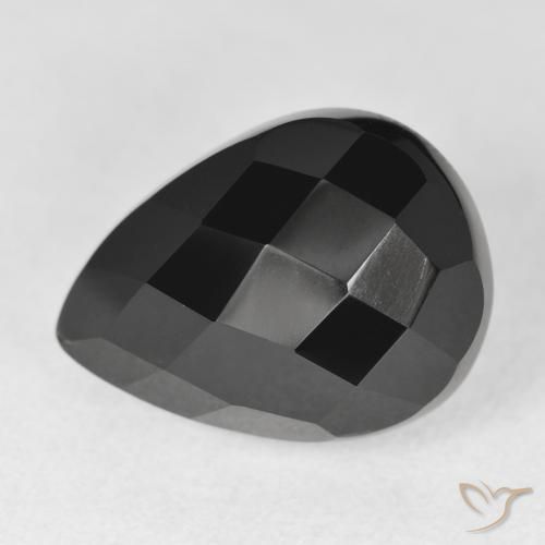 11.38ct Natürlicher Schwarz Onyx, Birnenform, Lichtundurchlässig