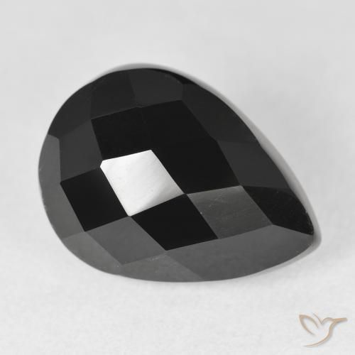 9,17 ctw natürlicher Schwarz Onyx, Birnenform, Lichtundurchlässig