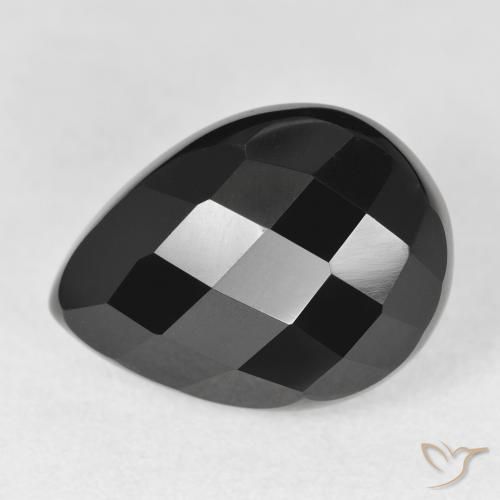 10.38ct Natürlicher Schwarz Onyx, Birnenform, Lichtundurchlässig