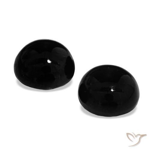 1.70 ct natürliche Schwarz Onyx-Edelsteine, Rund Schliff, Lichtundurchlässig