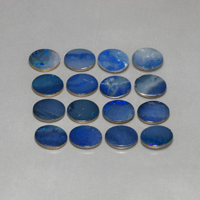 12,71 ct natürliche blauer Opal-Dublette-Edelsteine, Oval Schliff, Lichtundurchlässig